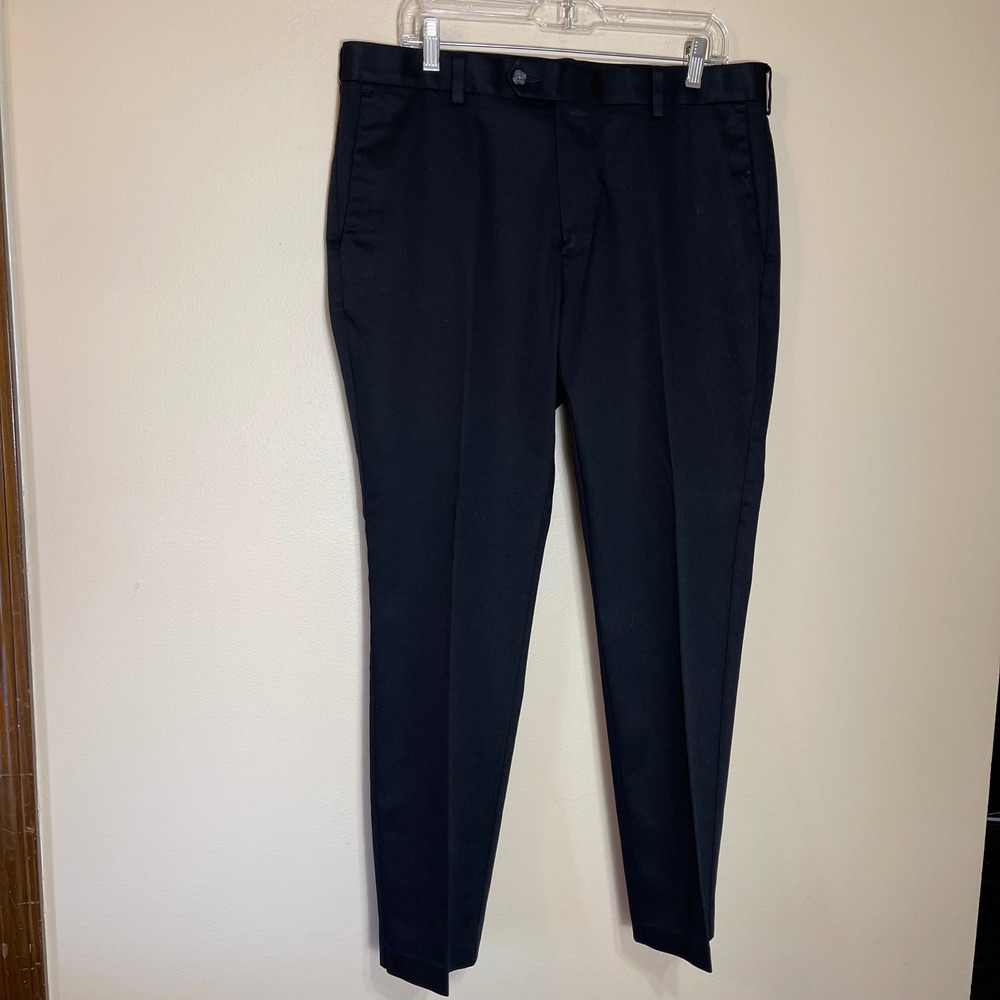 Roundtree & Yorke Travel Smart Mens 36x29 Navy Blue CoreComfort Dress Pants